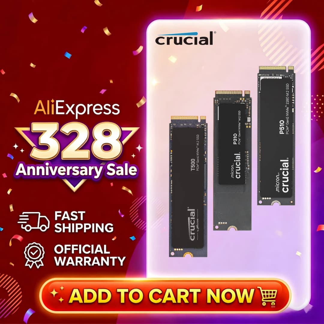 قرص صلب داخلي Crucial P3 Plus بسعة 1 تيرا بايت و2 تيرا بايت من نوع PCIe Gen4 NVMe M.2 (عبوة OEM) وقرص Crucial NVME 2280 P310 بسعة 1 تيرا بايت وقرص Crucial T500 بسعة 1 تيرا بايت