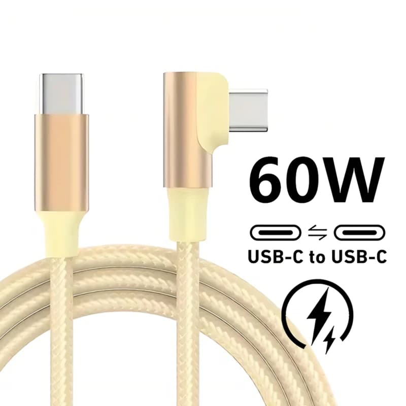 90 Degree Elbow USB C Fast Charge Cable For iPhone 17 16 15 Pro Max Samsung Xiaomi Redmi POCO OnePlus Nylon Braided Type C Cable - 5