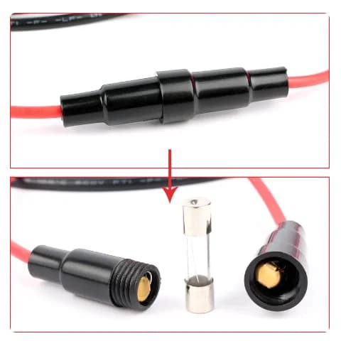 شاحن ولاعة سجائر USB كابل توصيل سلكي مع فيوز 10A للسيارة والقوارب والدراجات النارية والمركبات الرباعية والعربات المتنقلة - 3