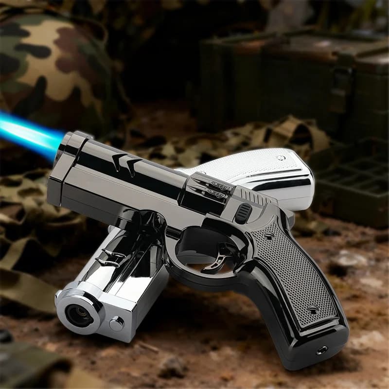 New Creative High Power Butane Gas Turbine Lighter Outdoor Windproof Metal Cigar Lighter Kitchen BBQ Ignition Tool Men's Gift - 2