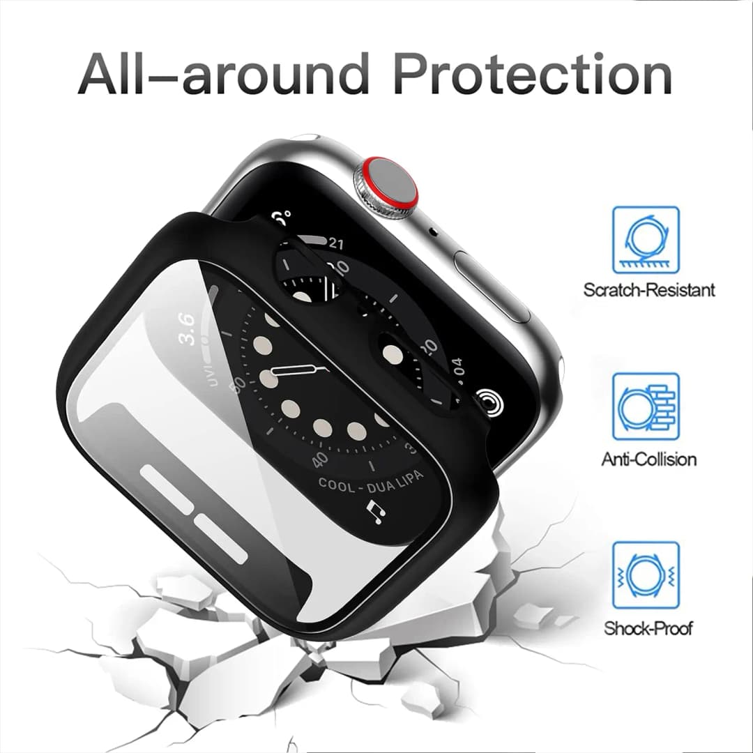 Tempered Glass+cover For Apple Watch 9 8 41mm 45mm 42mm 38mm PC bumper Screen Protector Case iWatch series 7 6 5 4 se 44mm 40mm - 5