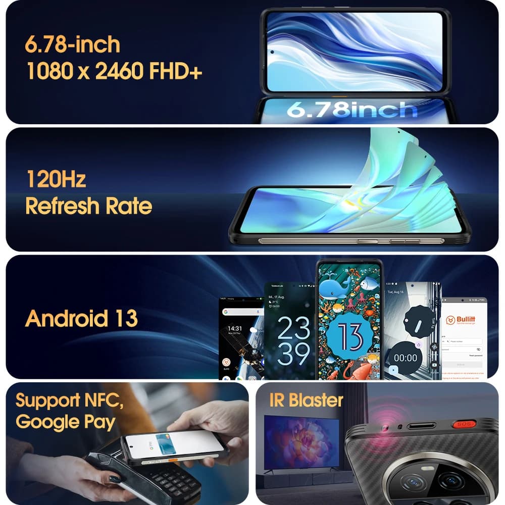 Ulefone Armor 23 Ultra 5G Rugged Phone Satellite Message 120W Smartphone 64MP Night Camera 24GB+512GB NFC Android 13Mobile Phone - 6