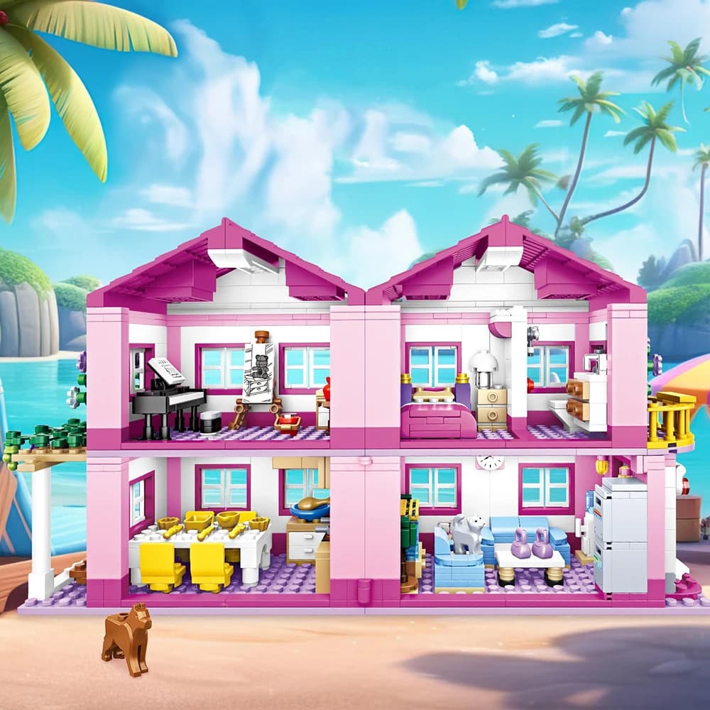 أصدقاء مدينة عرض الشارع منزل الصيف عطلة فيلا القلعة نموذج بنة مجموعات أرقام DIY الطوب لعب للأطفال الفتيات هدية - 4