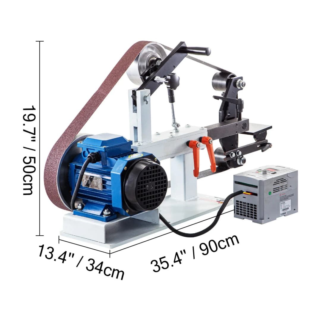 VEVOR 1.5KW ماكينة جلخ بحزام متغير السرعة 2 × 82 بوصة مع 3 عجلات جلخ ماكينة صنفرة كهربائية لصنع السكاكين
