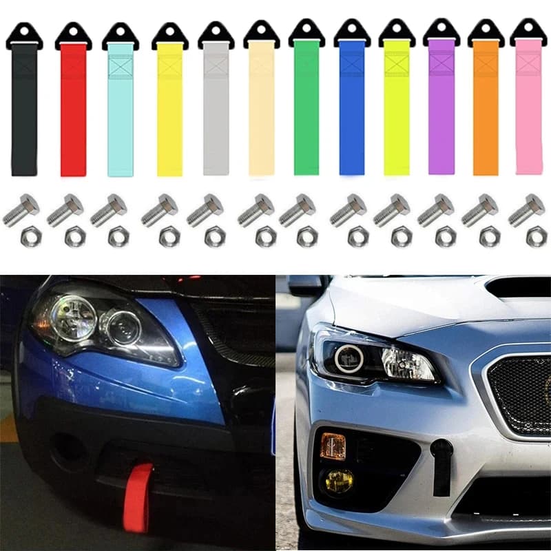 Heavy-Duty Nylon Tow Strap Universal Car Racing Tow Rope Green Black Red 28cm Bumper Trailer Towing Strap Ropes Car Decoration