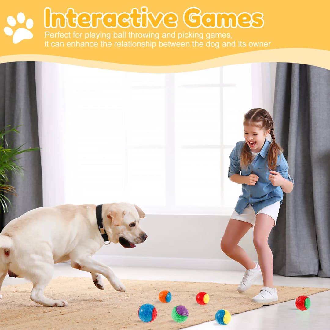 6Pcs Squeaky Balls Toys Dogs Interactive Toys TPR Dog Chew Toy for Dog Pet Teeth Cleaning Bite Resistance  Pet Supplies - 4