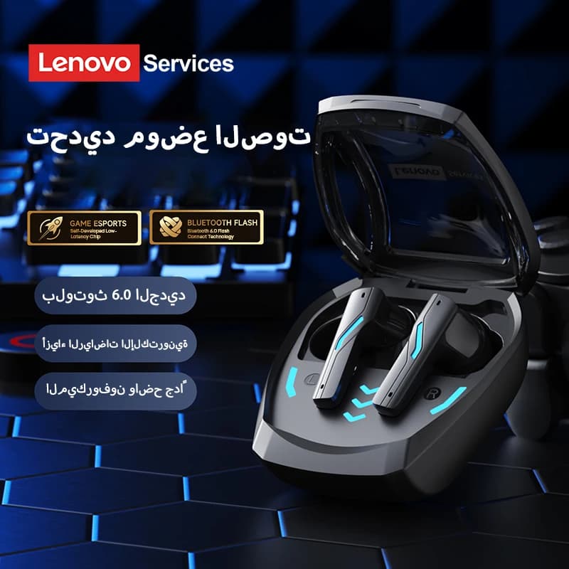 سماعات لينوفو GT100 TWS بلوتوث 6.0 للألعاب سماعات أذن ذات تأخير منخفض للغاية عمر طويل سماعات لاسلكية مكالمات صوتية عالية الدقة - 2