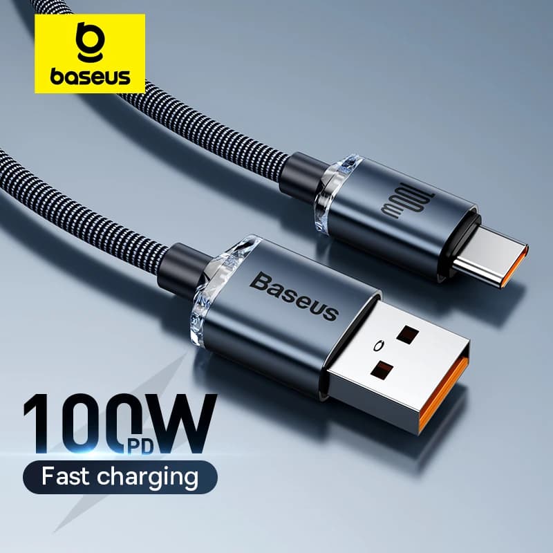 كابل Baseus 6A USB Type C لهواتف ريلمي وهواوي P40 برو، شحن سريع 66 واط، كابل شحن وبيانات USB-C لهواتف سامسونج وون بلس وبوكو F3