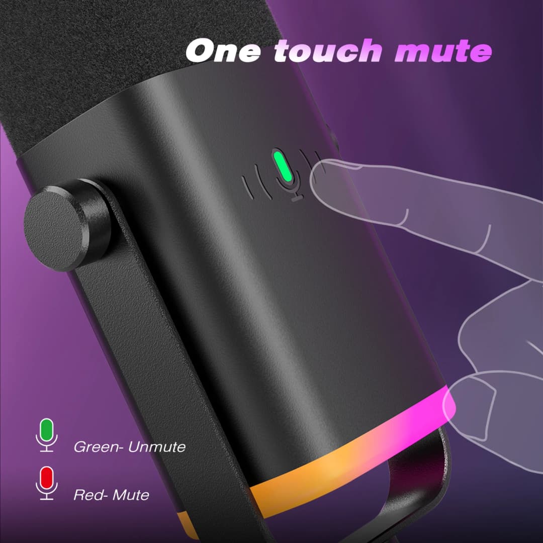 ميكروفون ديناميكي FIFINE USB/XLR، زر كتم صوت باللمس، مقبس سماعة رأس، تحكم إدخال/إخراج، لخلاط PC، PS5/4، ميكروفون ألعاب Ampligame AM8 - 5