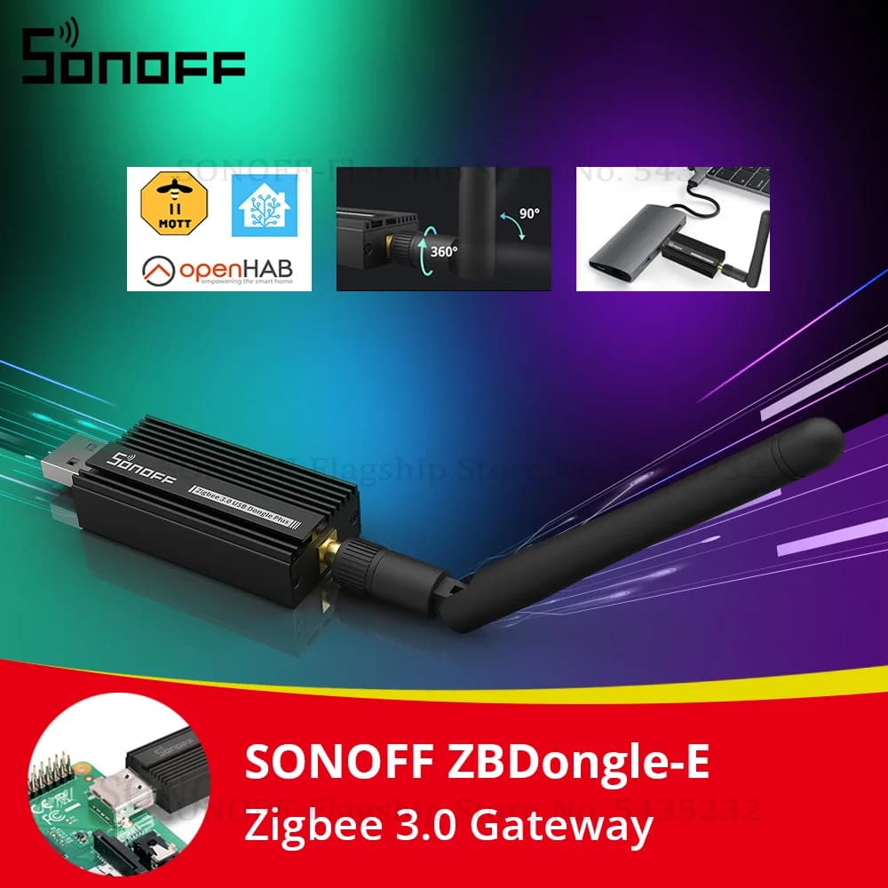 سونوف زد بي دونجل-إي يو اس بي دونجل زيجبي 3.0 محلل بوابة زيجبي اللاسلكي مع هوائي واجهة زد إتش ايه زيجبي2ام كيو تي تي للالتقاط