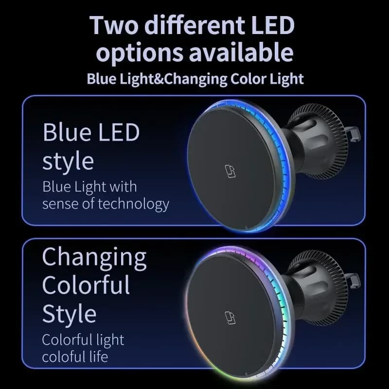 30 واط المغناطيسي سيارة شاحن لاسلكي RGB آيفون 12 13 14 15 برو ماكس Macsafe حامل هاتف السيارة حامل جبل محطة شحن سريع - 2