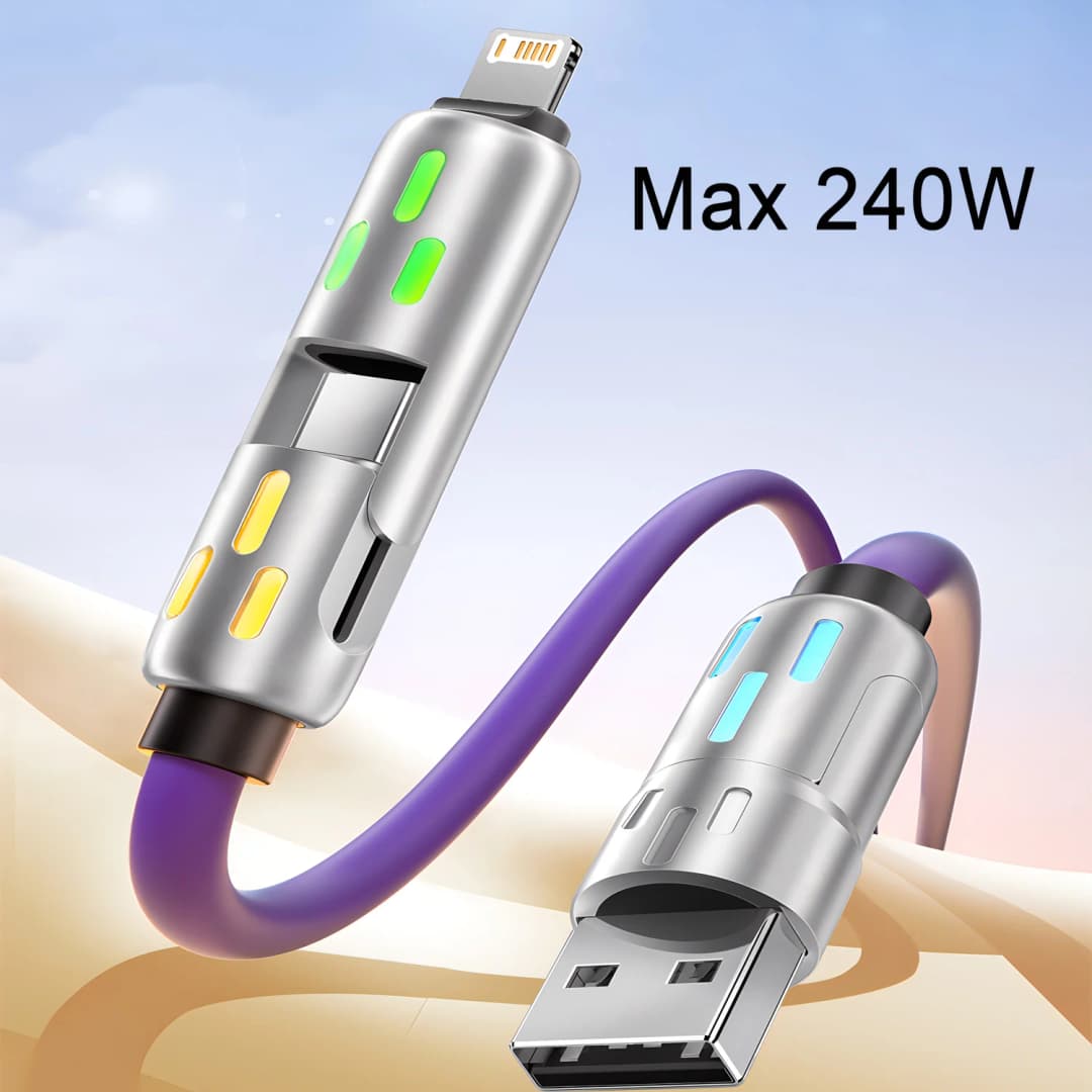 كابل 4 في 1 بقوة 240 واط من نوع USB C إلى USB C كابل شحن سريع PD لسامسونج آيفون 16 برو ماكس 15 آيباد شاومي سامسونج تابلت 1 متر كابل بيانات - 3