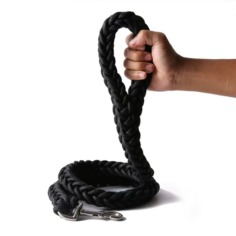 حبل سحب للكلاب الكبيرة من النايلون المضفر حبل يد سميك للمشي للكلاب البولدوغ والروت وايلر من إكسسوارات الكلاب - 6