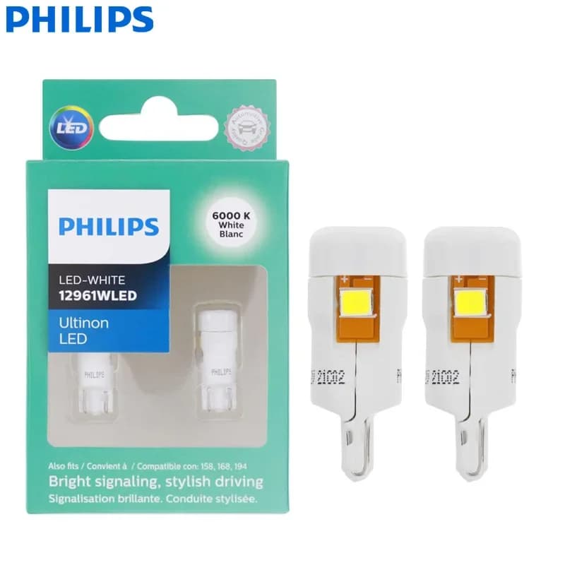 فيليبس ألتنيون ليد T10 W5W 194 12961WLED 6000K أبيض بارد مصابيح إشارة انعطاف سيارة ضوء داخلي مصابيح لوحة قراءة الباب 12961ULWX2 - 2