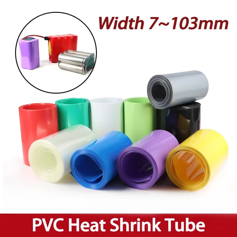 أنبوب انكماش حراري ملون من PVC بعرض 7~103 ملم بطول 1 متر، عازل لبطارية 18650 ليبو، غلاف حماية لليثيوم، غطاء كابل
