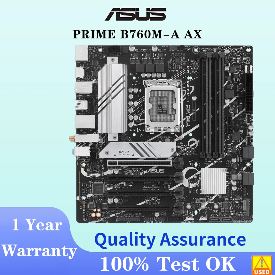 لوحة أم ASUS PRIME B760M-A AX بمقبس LGA1700 ومعالج DDR5 7200+(OC) وذاكرة وشريحة B760 mATX