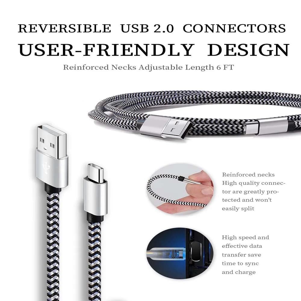 1-3 قطع كابل USB Type C شحن سريع شاحن بطارية سلك نيلون مضفر كابل بيانات شاحن هاتف محمول لهواتف Huawei وSamsung USB C - 4