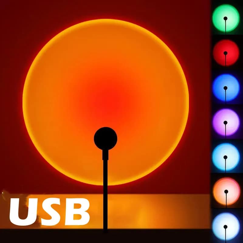رنتوو مصباح إسقاط غروب الشمس LED USB، إضاءة ليلية محمولة لخلق جو مميز، لديكور المنزل وغرفة المعيشة والتصوير الجداري، إضاءة نيون