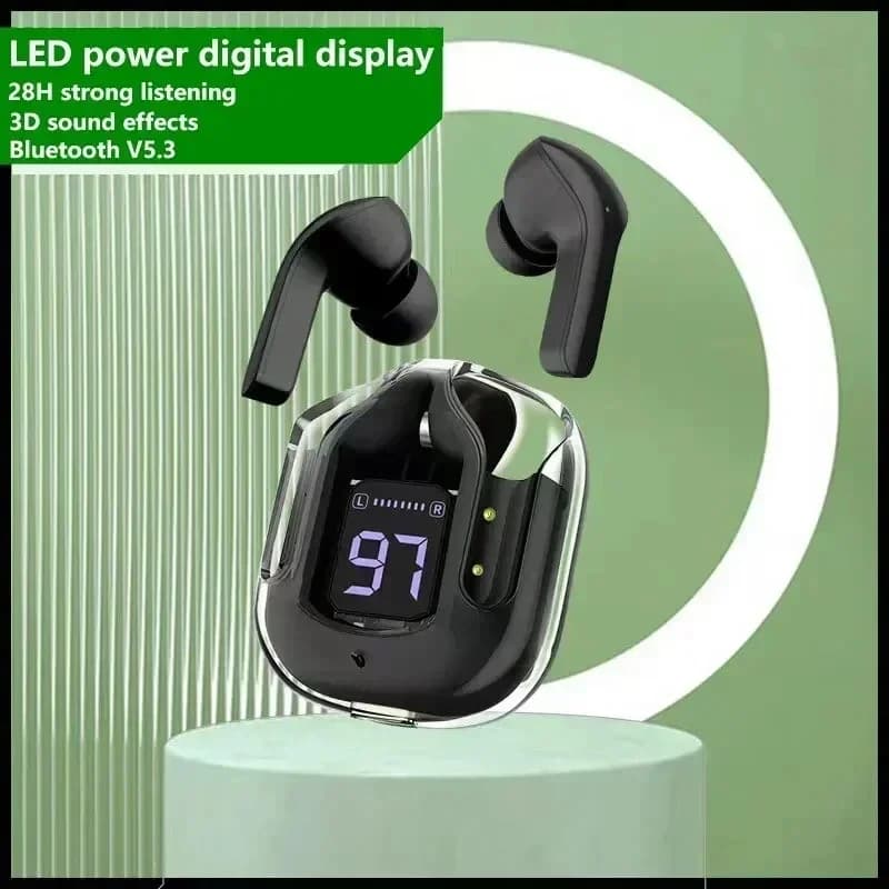 TWS Wireless Bluetooth Earphone Noise Canceling HiFi Stereo Sport Headphones with Digital Display Transparent Charging Case - 4
