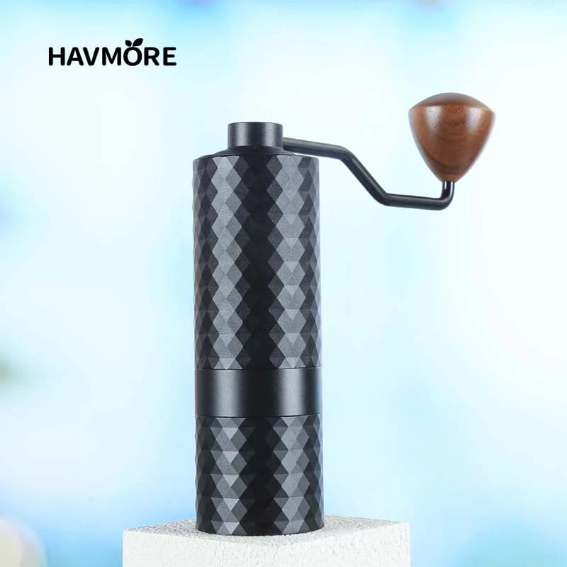 مطحنة قهوة يدوية محدثة HAVMORE احترافية من الفولاذ المقاوم للصدأ قابلة للتعديل بتصميم ماسي لطحن حبوب القهوة - 2