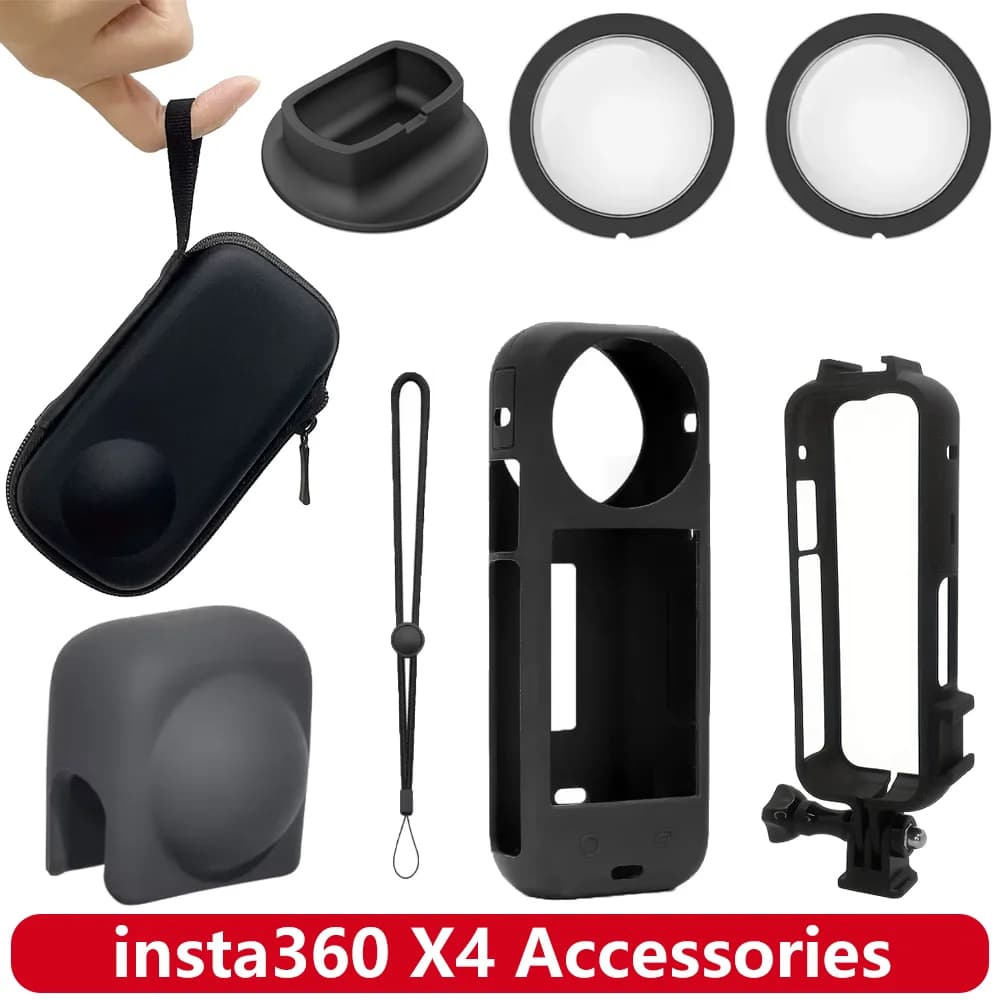 ملحقات insta360 X4 قاعدة سيليكون لسطح المكتب غطاء عدسة حقيبة تخزين جراب سيليكون إطار واقي عدسة لكاميرا insta360 X4