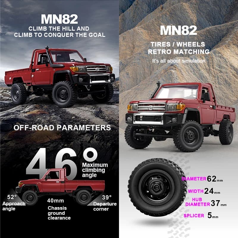 ZWN MN82 سيارة Rc كلاسيكية 1:12 مع إضاءة LED، محاكاة كاملة، LC79، 4WD، تحكم عن بعد، مركبة لاقط، نموذج لعبة - 3