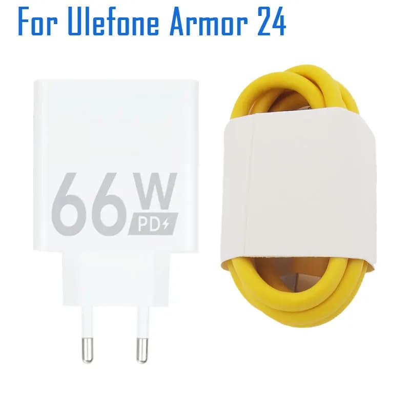 شاحن أصلي جديد لهاتف Ulefone Armor 24 مع محول شحن سريع وكابل Type-C لهاتف Ulefone Armor 24 الذكي