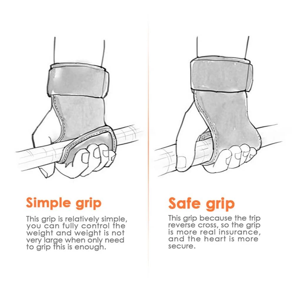 Gym Grips For Men Women Cowhide Palm Guards Weightlifting Fitness Workout Gloves Grips with Wrist Wraps Training Equipment - 4