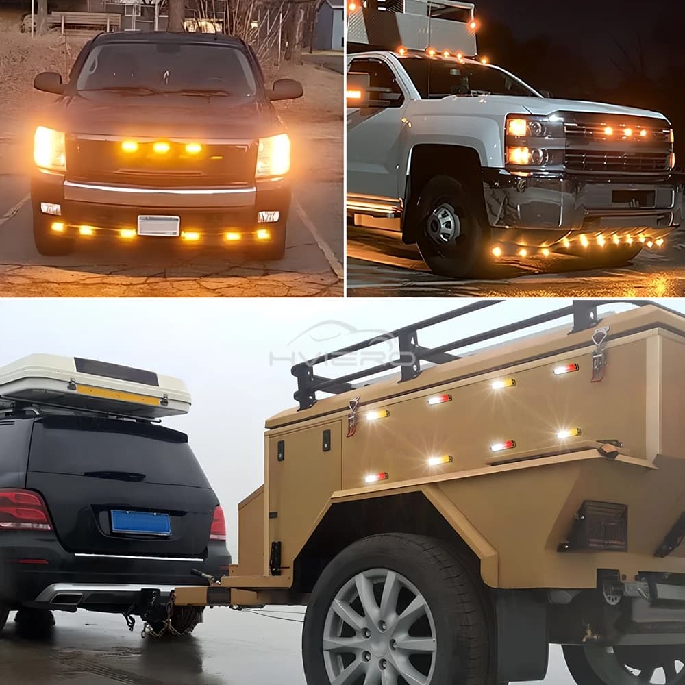 1X Truck 12V-24V LED Warning Strobe Grille Flashing Lamp Bar Side Car Beacon Red Yellow White Turn Signal Parking Drl Fog Light - 4