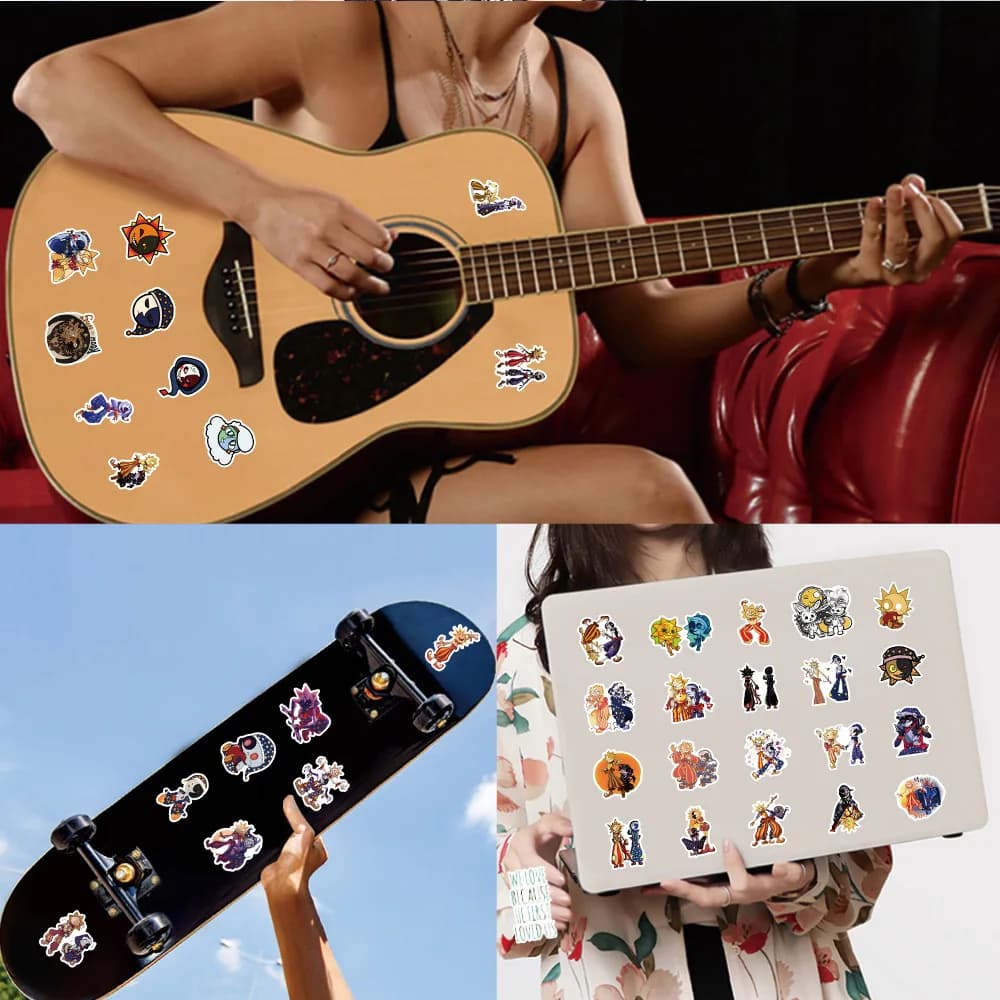 50Pcs Cute Sundrop And Moondrop Stickers Cartoon Fnaf DIY Stickers Scrapbooking Phone Luggage Skateboard  Waterproof Decals - 6