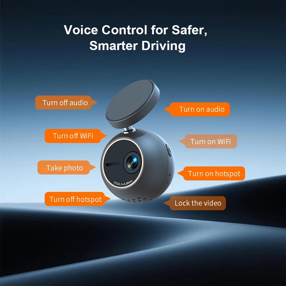 Dash Cam KAWA Tiny Video Recorder 2K Car DVR MINI ORB,Voice Control Car Camera,360° Rotate,180° Video Flip AUTO Dash Camera - 2