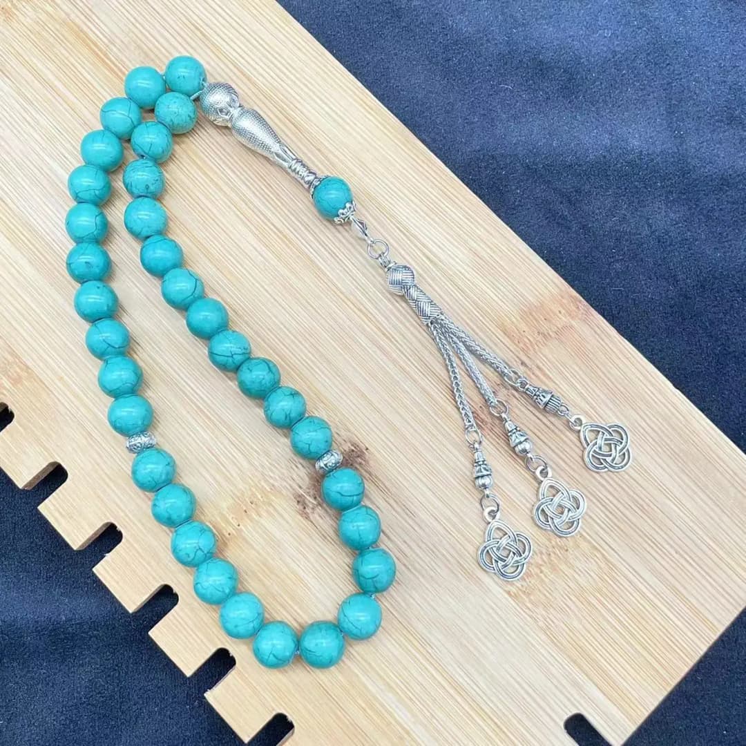 10 ملم 33 حبة أحجار طبيعية مسبحة مسلمين هدايا رمضان عيد سوار تركي حبات صلاة إسلامية عربية مجوهرات يدوية - 2