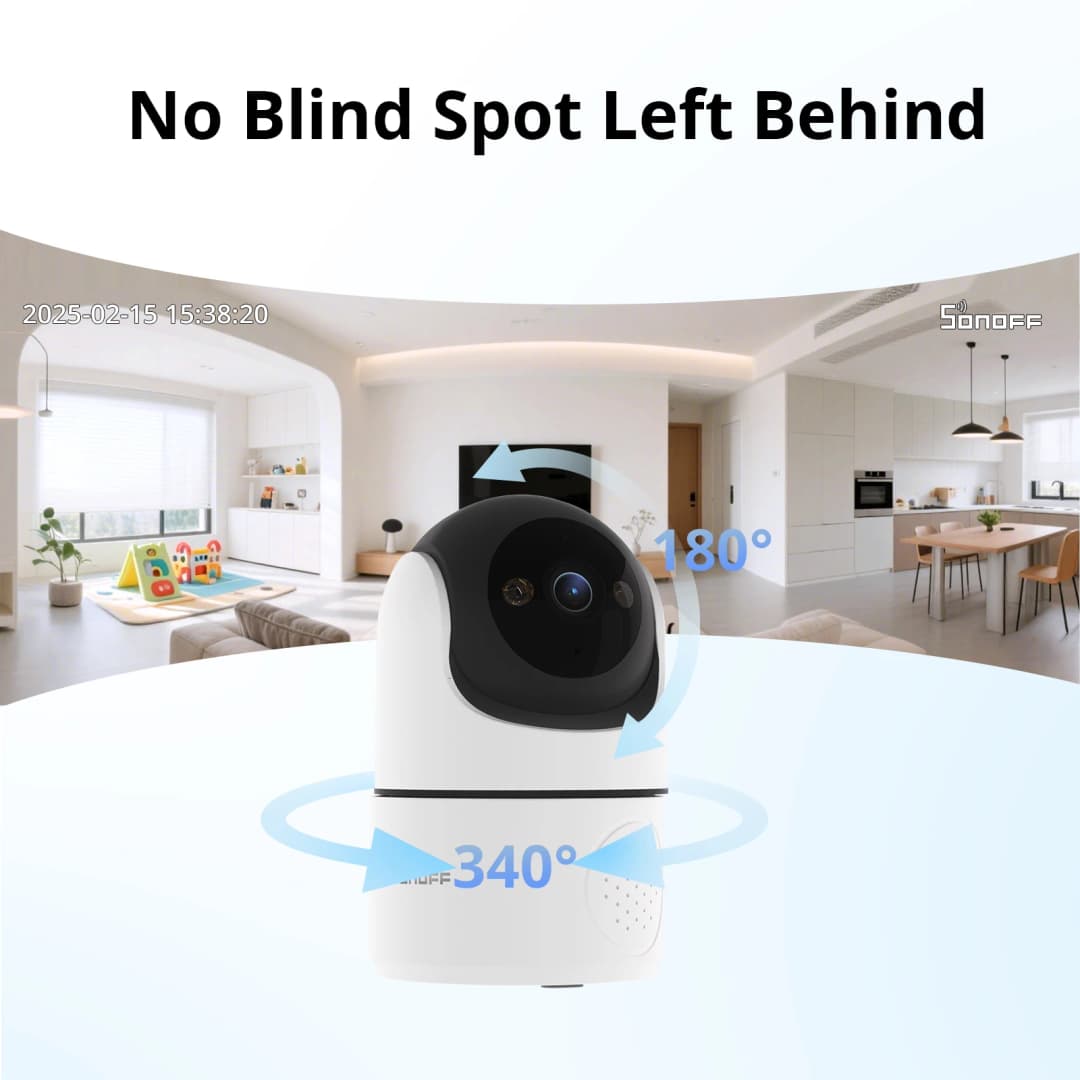 SONOFF CAM PT2 كاميرا أمان منزلية ذكية رؤية ليلية ذكية عرض بانورامي 360 درجة مراقبة عن بعد بدقة HD مع تفاعل في الوقت الفعلي - 3