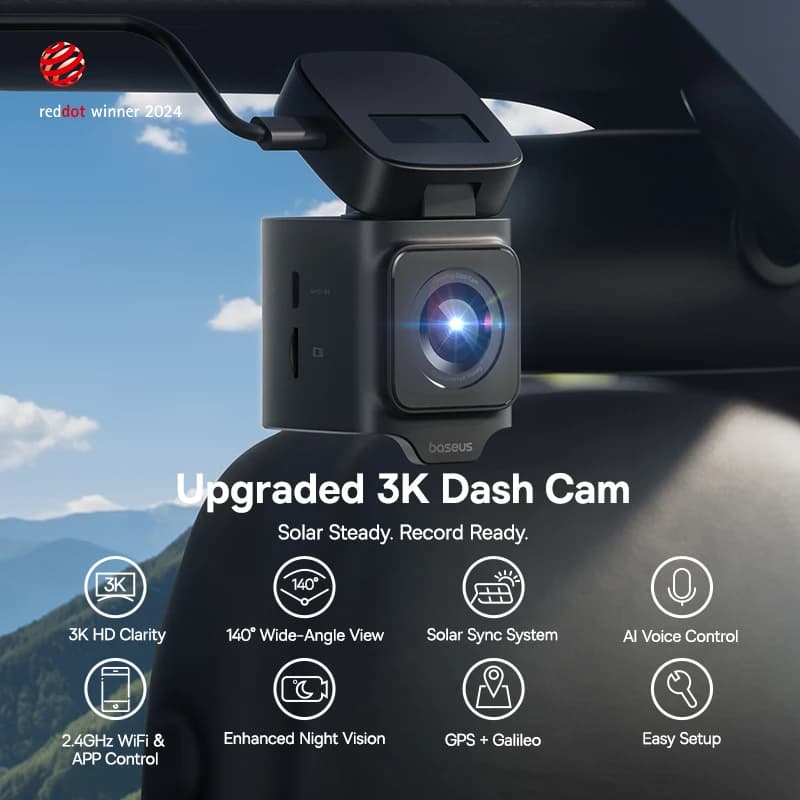 Baseus 3K Dash Cam VD1 Front and Rear Cam HD Built-in GPS Galileo Supercapacitor Car DVR Car Camera Recorder Support 24H Parking - 2