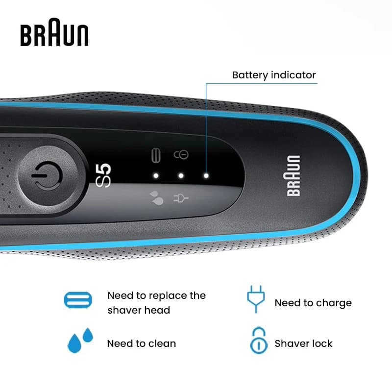 ماكينة حلاقة كهربائية للرجال من Braun Series 5 50-B4200cs بشفرة عائمة ثلاثية الأبعاد وقاطع فويل مع أداة تشذيب السوالف - 4