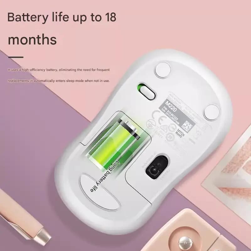 ماوس Logitech M221 لاسلكي، ماوس كمبيوتر محمول صامت، إكسسوارات كمبيوتر محمول، ماوس USB محمول للمكتب والمنزل - 3