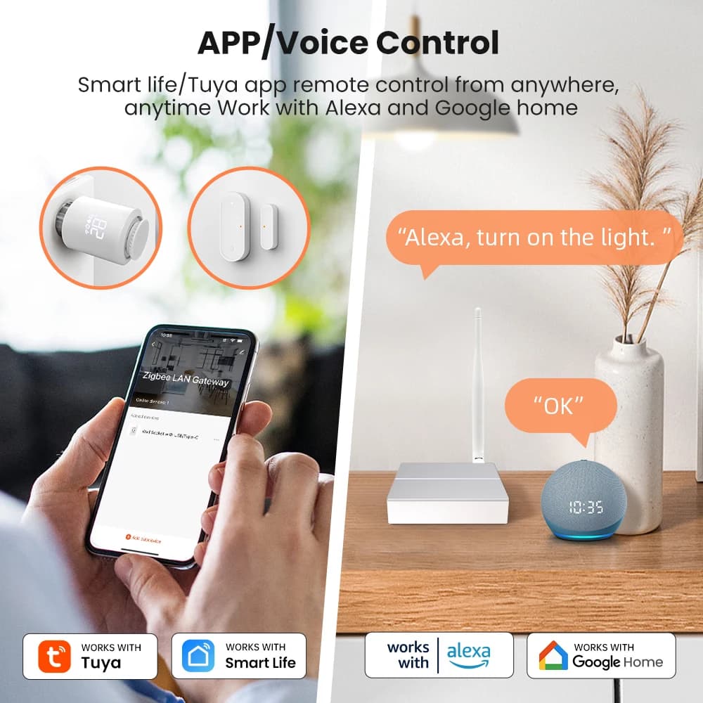 AVATTO Tuya ZigBee Gateway with Antenna Smart Gateway Bridge Wired Mesh Hub Home Automation Works with Alexa Google Home - 3