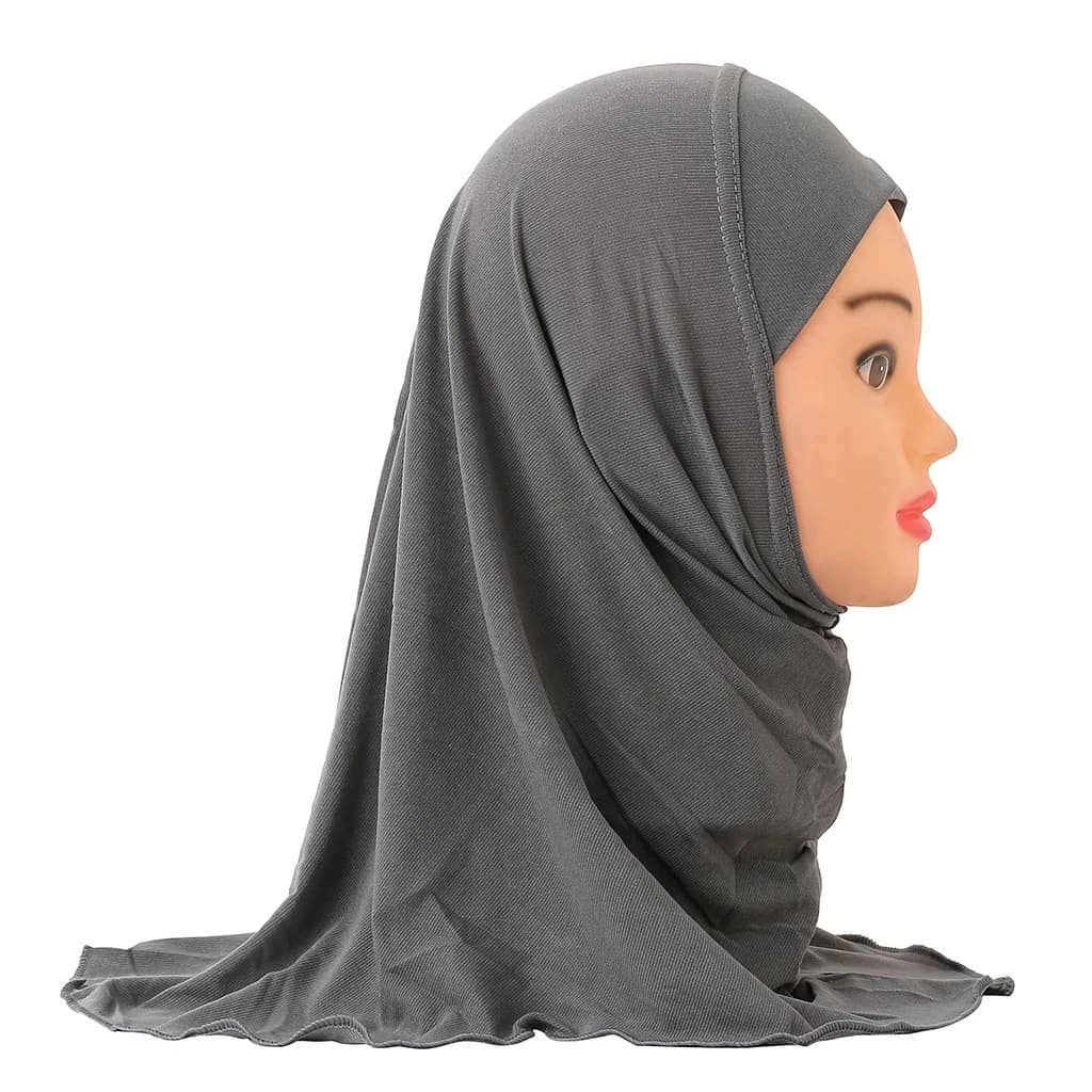 حجاب أطفال بلون موحد للفتيات المسلمات وشاح إسلامي ناعم مطاطي للأطفال من 2 إلى 7 سنوات توربان 50 سم - 4