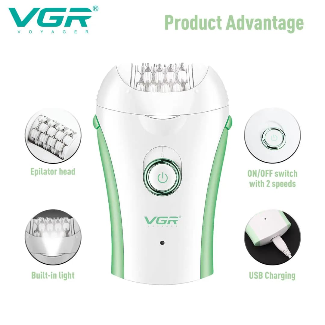 VGR 705 Epilator Professional Epilator Hair Remover Rechargeable Hair Remover Women Hair Remover Portable Electric Epilator - 5