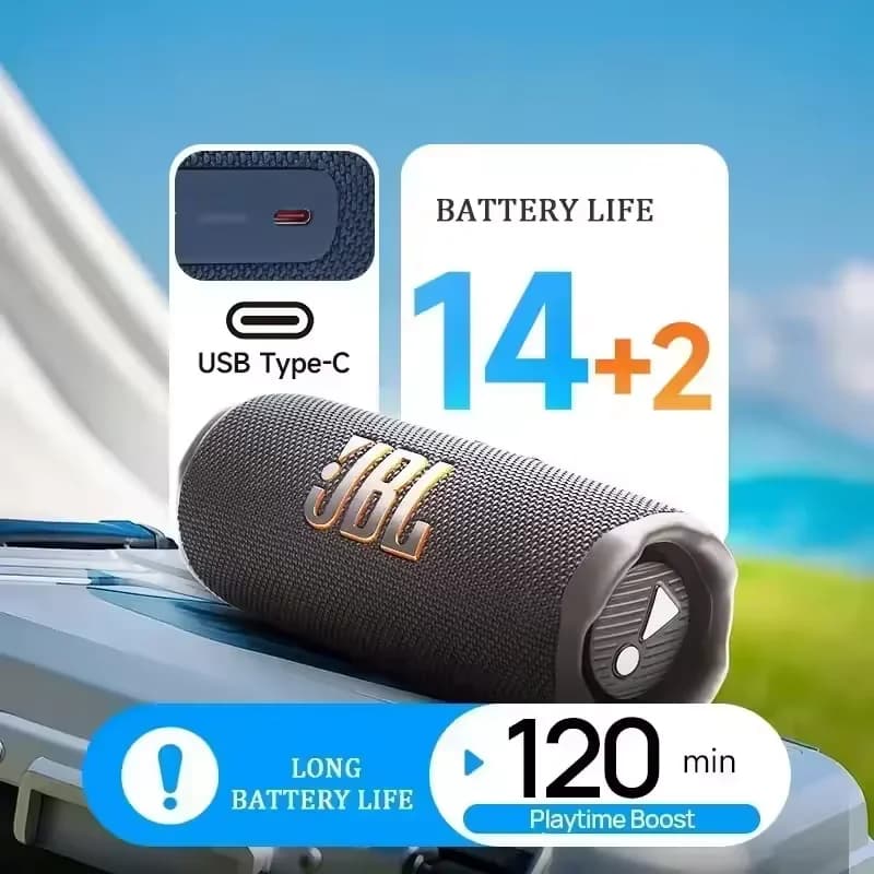 سماعة بلوتوث JBL Flip 7 مقاومة للماء - نظام صوت ستيريو صغير عالي الدقة مع باس قوي IP68 محمولة لاسلكية - 2