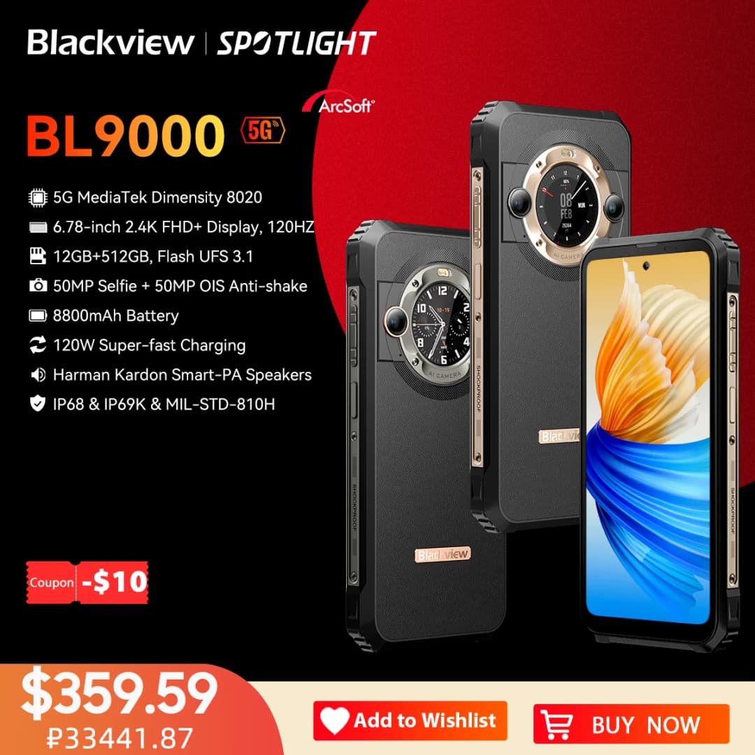 العرض العالمي الأول: هاتف بلاك فيو BL9000 5G المتين بشاشة 6.78 بوصة 2.4K FHD+، ذاكرة (12+12) جيجابايت و512 جيجابايت، بطارية 8800 مللي أمبير مع شاحن 120 واط