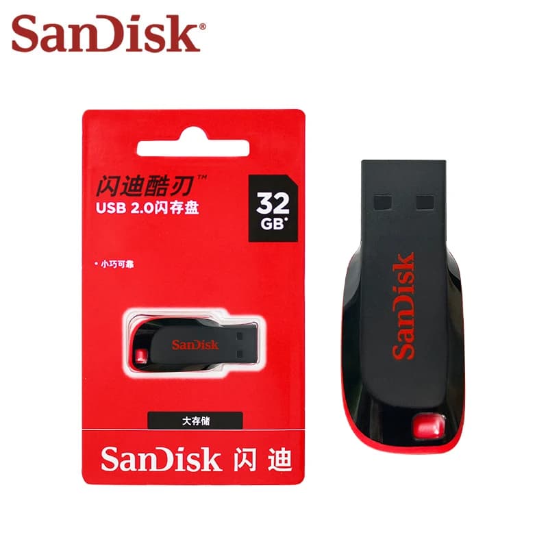 SanDisk Super Mini USB 2.0 Flash Drive بسعة 16 جيجابايت و32 جيجابايت و64 جيجابايت و128 جيجابايت، CZ50، فلاش درايف أصلي للكمبيوتر والتلفزيون والصوتيات في السيارة - 4