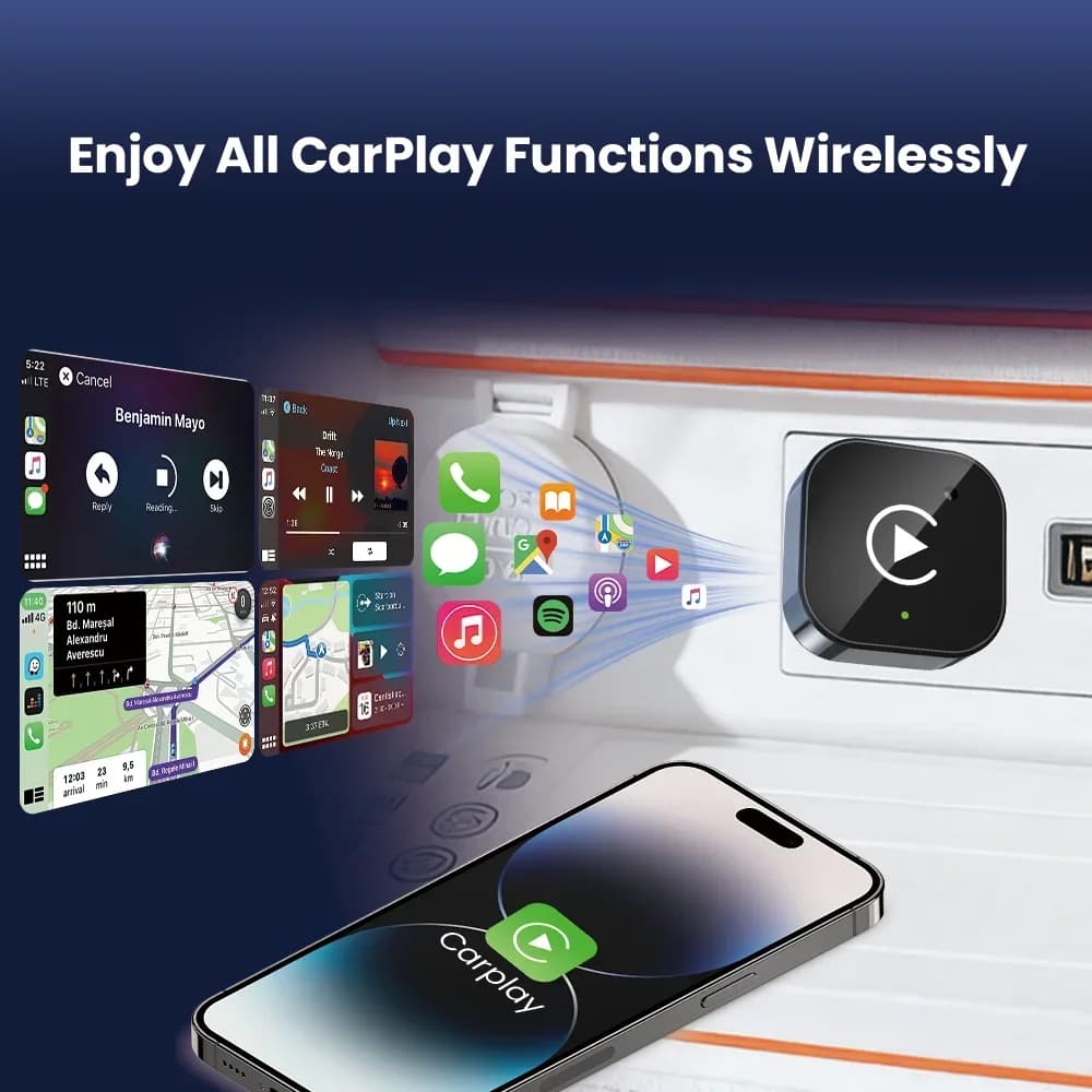 2in1 Wireless CarPlay Android Auto Adapter Plug & Play Dongle AI Smart Box For iPhone Android Fast Connect WiFi Bluetooth ，Audi - 3
