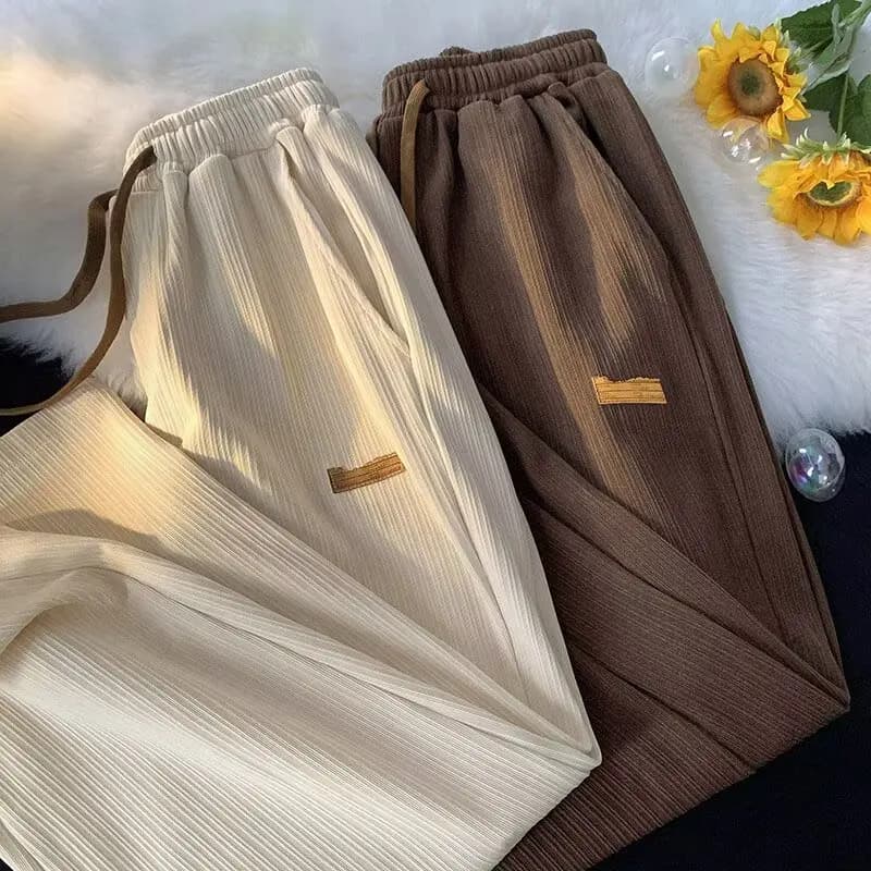 Ice Silk Thin Men's Summer Casual Pants Draping Large Size Straight Leg Long Trousers Hong Kong Style INS Trendy Student Wide... - 4
