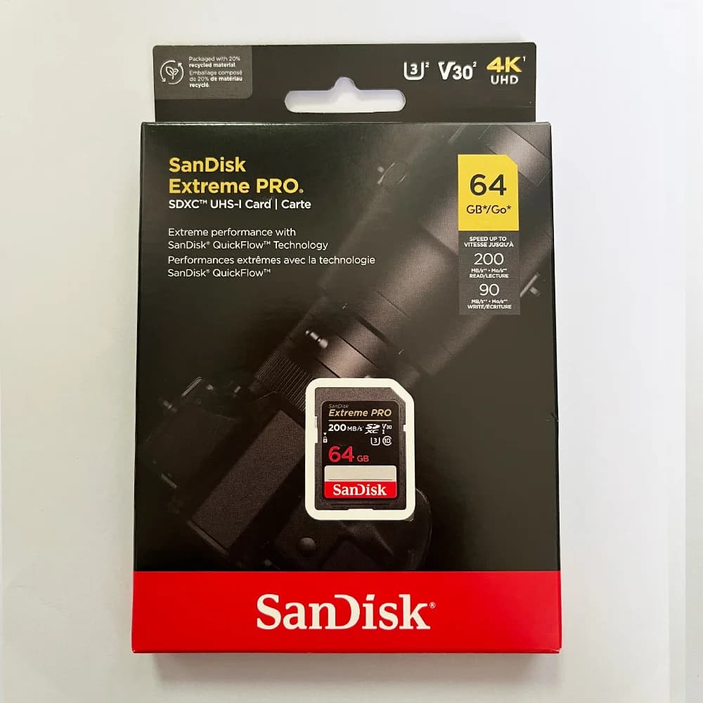 بطاقة ذاكرة SanDisk Extreme SD 4K UHD 32 جيجابايت SDHC 64 جيجابايت 128 جيجابايت 256 جيجابايت SDXC C10 U3 V30 حتى 180 ميجابايت/ثانية لكاميرا 1080p 3D Full HD - 4