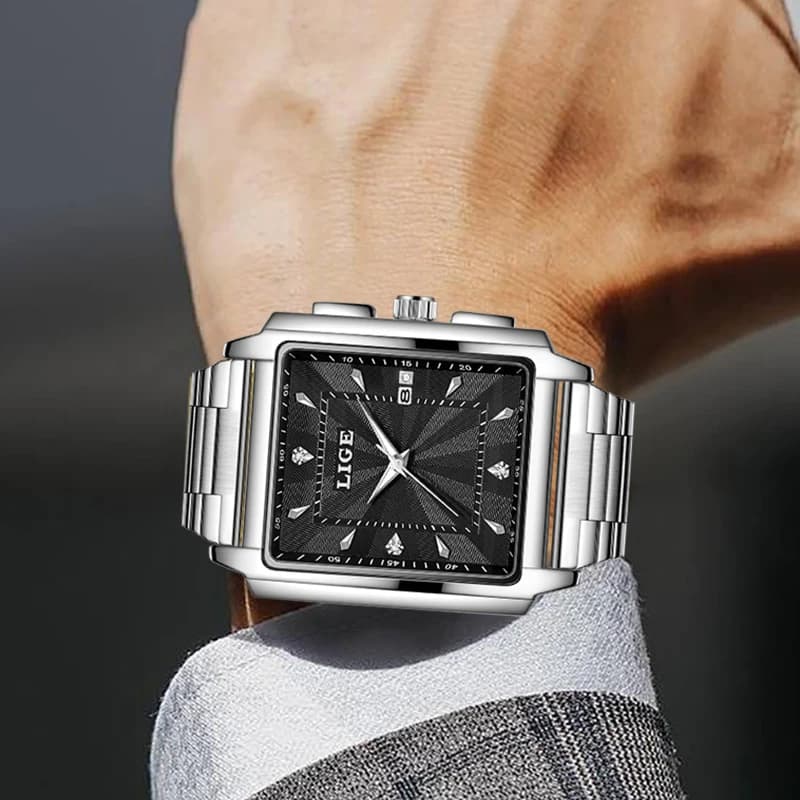 Relogio Masculino LIGE Fashion Military Watch Men Square Mens Watches Top Brand Luxury Waterproof Quartz Chronograph Wristwatch - 5