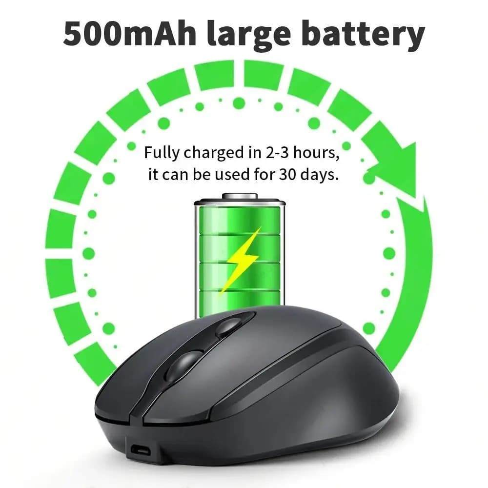 ماوس بلوتوث لاسلكي قابل لإعادة الشحن من Beeachip صامت ماوس كمبيوتر لاسلكي USB ماوس ألعاب مريح للكمبيوتر واللاب توب والمك بوك
