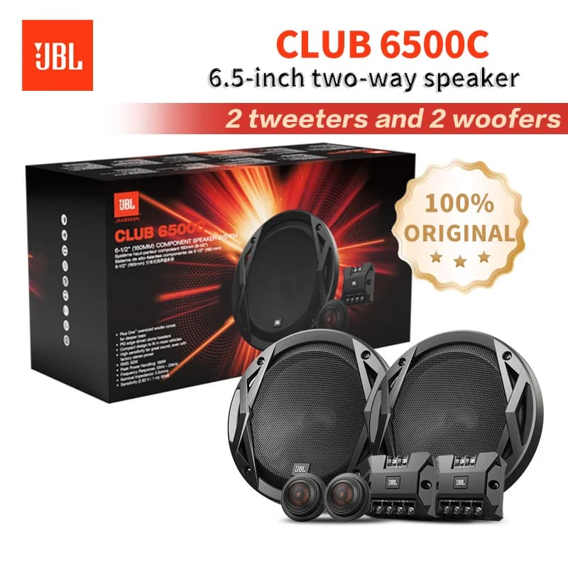 سماعة سيارة JBL، 6.5 بوصة، طاقة عالية، CLUB6500C، تريبل، ميد-سوب ووفر، سوب ووفر، ستيريو محيطي