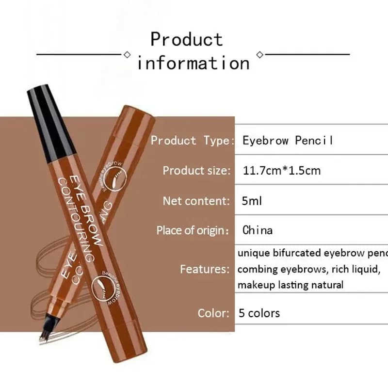 5-Color Four-Pronged Eyebrow Pencil Eyebrow Brush Split Liquid Waterproof Long-Lasting Eyebrows Enhancer Pencil Eyebrow Shadow - 5