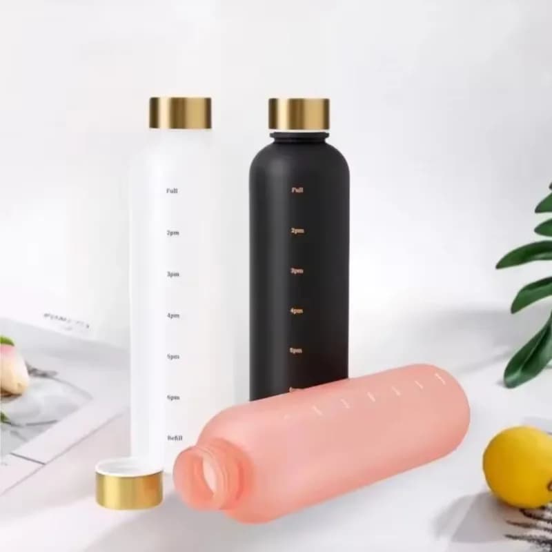 1000ML Bottle With Time Marker Motivational Reusable Fitness Sports Outdoors Travel Cycling Leakproof BPA Free Frosted Bottle - 2